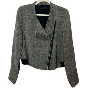 Noir Women’s Grey/Black Moto Style Zip Jacket. Size L